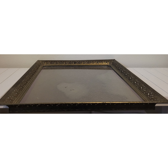 Vintage Brass Ornate Embossed Picture Photo Frame Vanity Tray 13 x 16 inch - Picture 7 of 8